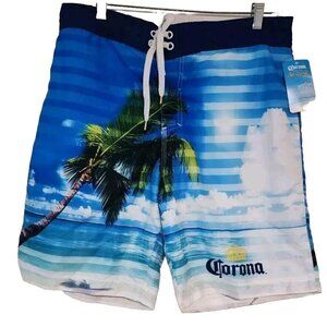 Corona Beer Mens Board Swimming Trunk Shorts New With Tag Size M Lined Tropical